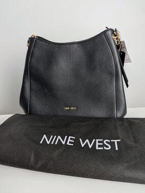 NWT Nine West Meara 3-Compartment Shoulder Bag - Black Pebbled - w/ Dust Bag